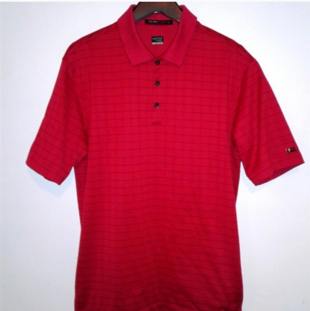 Nike Tiger Woods Collection Golf Polo Shirt Mens Sz M Red Black 256443-679